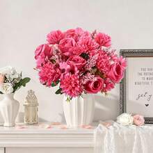 1/3 buah Bunga Buatan, Buket Mawar Palsu, Bunga Daisy Sutra, Bunga Dandelion, Jumlah Besar untuk Dekorasi Pesta Pernikahan, Rumah, Hiasan Meja, Halloween - Rose Red - View 1
