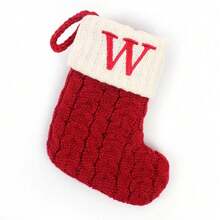 1pc Christmas Knitted Sock, Personalized Embroidered Letter Snowflake Red Cable Knit Christmas Stocking With Hanging Loop, Holiday Fireplace Decoration Gift Bag - Christmas Stocking - View 25