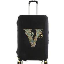 Elastic Luggage Cover, Vintage Glamorous Letter Print Luggage Protective Cover, Stretchable Dustproof Scratch-Resistant Reusable Travel Cover, Suitable For 18-32 Inch Luggage - Black - View 22
