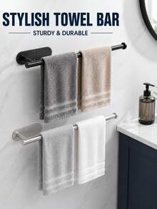 Large 33.5CM Fashionable Stainless Steel Paper Towel Holder - Multi-Functional Under Cabinet Installation, Adhesive Or Screw Mount, Suitable For Kitchen And Bathroom, Modern Design, Drill-Free Wall Mount, Easy Installation With Back Adhesive, Applicable For Kitchen, Bathroom, Storage Room, Sink, Balcony Wall-Mounted Towel Rack/Paper Towel Holder, Can Store Plastic Wrap/Aluminum Foil Storage Rack, Self-Adhesive Paper Towel Holder, Paper Towel Rack, Absorbent Paper Towel Holder - Multicolor - View 6