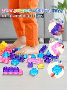 Soft Rubber Building Block Toy Set - 40 Pieces, Soft, Suitable For Boys And Girls - Multicolor - View 4