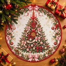 1 buah Alas Pohon Natal Motif Karangan Bunga Tengah, Dekorasi Liburan Warna Elegan, 5 Ukuran, Hadiah Liburan Unisex, Cocok Untuk Dekorasi Rumah dan Pesta Natal - Karangan Bunga Pohon Natal Pusat - View 1