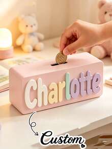 Personalized Name Pencil Holder, Customized Letter Design Desktop Storage Box, Cute Stationery Organizer, Suitable For School, Office And Bedroom - Multicolor - View 1