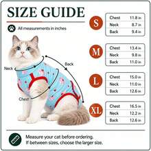 1pc Cat Post-Surgery Recovery Vest, Suitable For Abdominal Wound Protection, Prevents Licking Wounds, Full Print Design, Cat Home Wear Cat Pajamas, Suitable For Large, Medium And Small Cats, All Seasons - Baby Blue - View 2