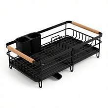 No Brand Iron Black Adjustable Dish Drying Rack With Rotatable Drainage Spout And Removable Drip Tray, Extendable Kitchen Sink Drainer With Utensil Holder For Plates Cups Cutlery - View 9