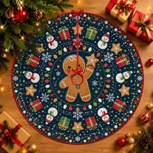 1 buah Alas Pohon Natal Motif Manusia Kue Jahe Kartun Biru Tua, Dekorasi Liburan Warna Elegan, 5 Ukuran, Hadiah Liburan Unisex, Cocok Untuk Dekorasi Natal di Rumah dan Pesta - Manusia Kue Jahe Kartun Biru Tua - View 1