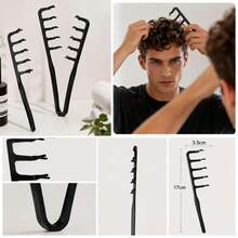 1pc Fluffy Wide-Tooth Comb, Creates Voluminous Texture And Lift, ABS Plastic Anti-Tangle Comb With Textured Handle, Suitable For All Hair Types (Including Curly And Wavy Hair), Lightweight And Portable Hair Styling Tool - Multicolor - View 3