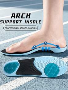 1 Pair Arch Support Insoles, High Rebound Shock Absorption Anti-Twist Sports Shoe Pads, Sweat-Absorbent Breathable, Unisex Shoe Accessories - Blue-black - View 5