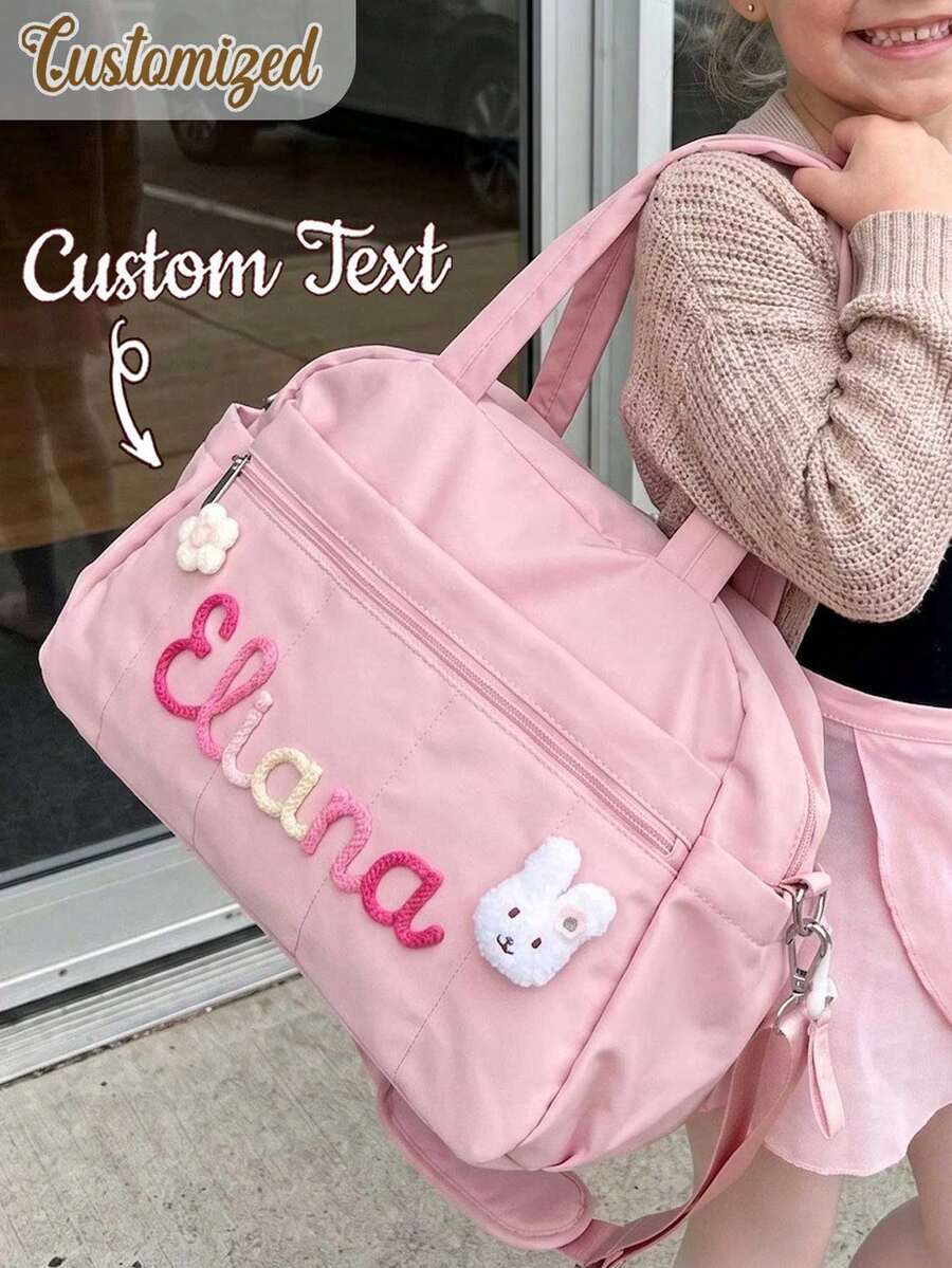 Customizable Personalized Name Luggage, Customizable Name/Text Women's Ballet Handbag/Backpack - High-Quality Nylon Backpack With Adjustable Shoulder Strap, Suitable For Ballet Dancers Gift, Travel And Daily Use - Fashionable Women's Accessories - Multicolor - View 1
