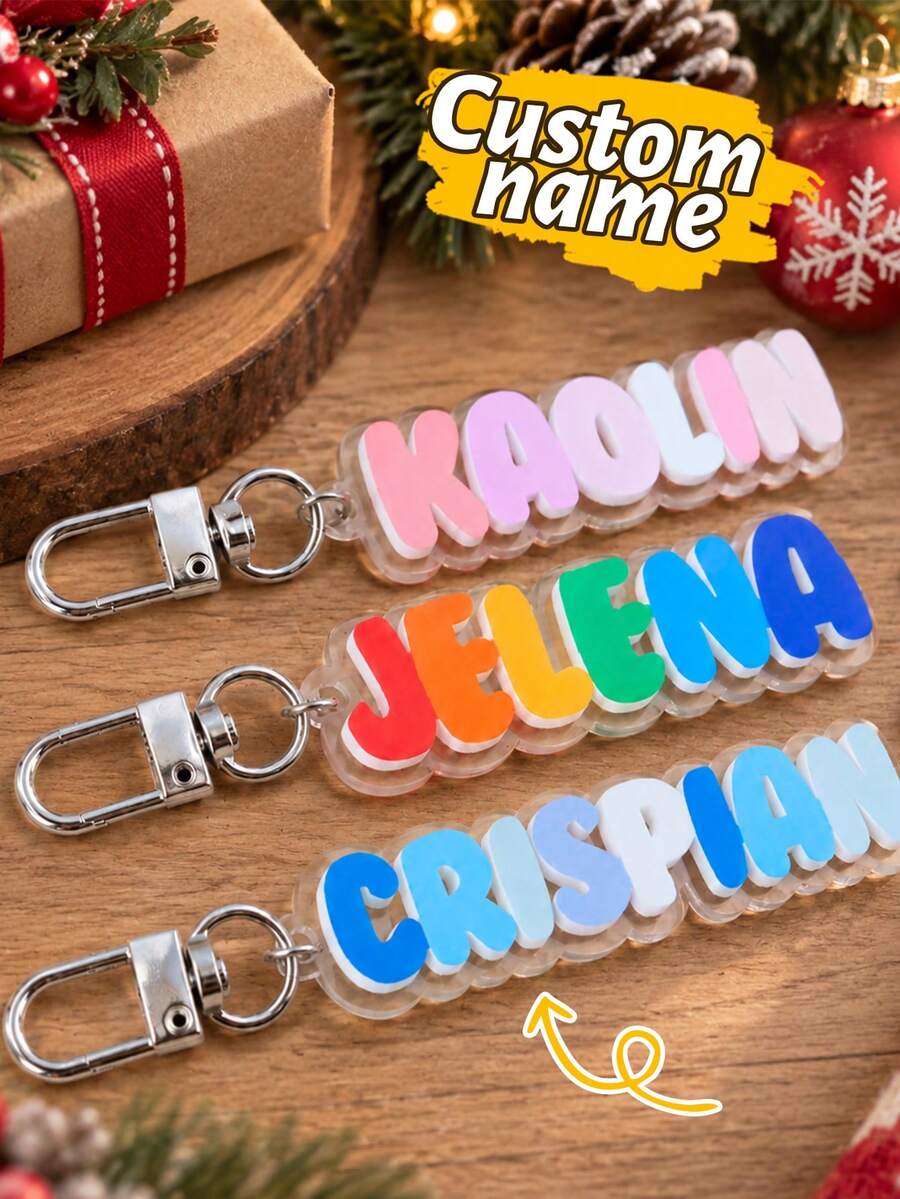 Personalized Name Keychain Pendants, Cute And Colorful Keychains Suitable For Bags, Customizable Name Christmas Gift,Daily Carry Gift,Birthday - Style B - View 1