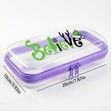 The Grinch The Theme Christmas Print Zipper Storage Box - Transparent Hard Shell High-Quality Plastic, Christmas Decoration Storage, Christmas Gift Storage Box, Essential For Going Out And Traveling, Medicine Storage, Cosmetic Bag And Toiletries Bag - Storage Bag - View 7