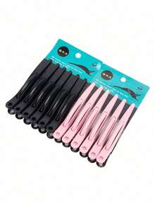 Professional Hair Crocodile Clips, No-Crease Sectioning Positioning Hair Clips, Hair Salon Haircutting, Makeup Bangs Styling Clips, Black And Pink Optional - Multicolor - View 8