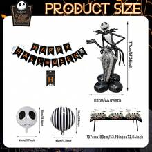 Monogram Disney Official Halloween Party Balloon Garland Kit With Banner,Tablecloth,Tinsel Curtain,Jack Foil Balloon Decor Gift Teens Adults 1Set - View 5