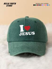 1pc "I Love Jesus" Printed Washed Baseball Cap, Fashionable & Versatile, Soft & Comfortable, Sun Protection, Sweat-Absorbent, Adjustable, Multi-Functional, Vintage Style, Suitable For All Seasons - A - View 14