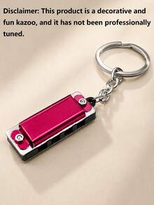 1pc Mini Decorative Entertainment Harmonica Keychain, 4-Hole 8-Sound Whistle Key Chain, Colorblock Design Key Ring Accessory - Multicolor - View 5