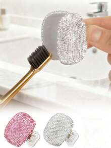 Colorful Rhinestone Toothbrush Cap, Dustproof Toothbrush Protective Sleeve With Drainage Hole Holder, Portable Toothbrush Head Storage Clip, Suitable For Bathroom, Home, Travel, Unisex, Travel Essential, Back To School And Christmas - Multicolor - View 1