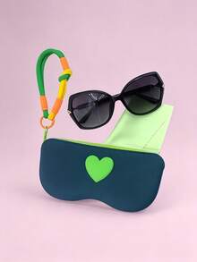 1 Peça Bolsa de Armazenamento de Óculos em Formato de Coração de Silicone com Corda Trançada à Mão, Cor Aleatória, Bolsa de Óculos Fashionável de Cor Fresca - Multicolorido - Visão 12
