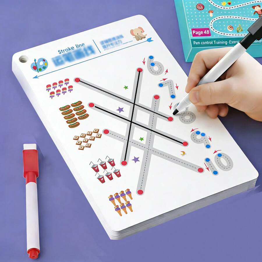 48 Themes Reusable Children's Handwriting Practice Book, With Pen And Eraser, Preschool Writing Practice Book, Exquisite Birthday Gift