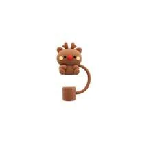 Christmas Themed Cute Reusable Silicone Straw Toppers, Glass Cup Straw Accessories, Anti-Splash Fun Straw Topper Covers Fit For 0.4 Inch/10mm Straw - Christmas Cup Lid - View 9