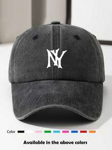 1pc Unisex Soft Top Vintage Washed Distressed Solid Color Baseball Cap, Y2K Style, Suitable For Daily Wear, Outfits, Cycling - Multicolor - View 5