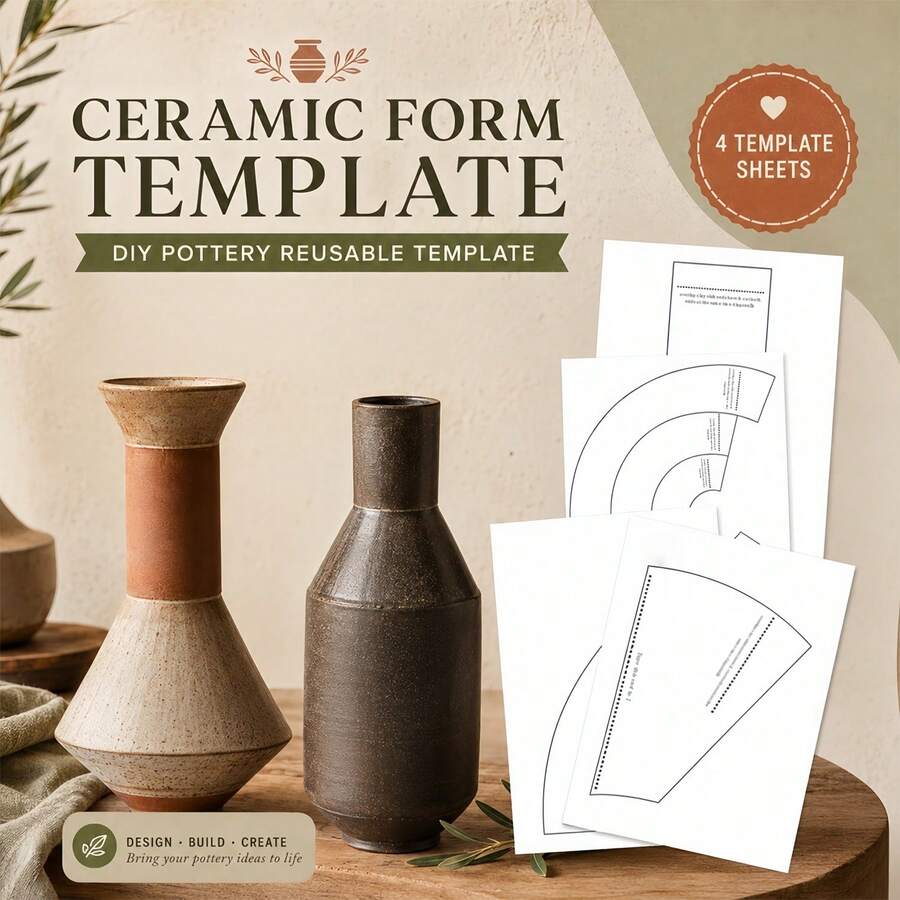 Modular Slab Vase Pottery Template Set, 4 Clear PET Ceramic Form Templates With 5 Mix-And-Match Profiles, Reusable Clay Handbuilding Tools For Sculptural Vase Making - White - View 1
