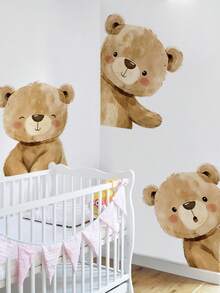 Cute 3 Little Bears Stickers, Nursery, Children's Room, Living Room, Study Wall Decor - Multicolor - View 3