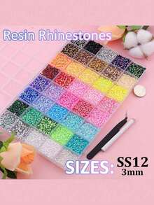 24 Colors Nail Art Decoration & Supplies (Resin Flat Back Rhinestone Set, 3mm, Multicolor, Multi-Purpose) – Shiny Rhinestone Nail Gems And Multi-Function DIY Accessories, Suitable For Nail Art Decoration And Jewelry - Multicolor - View 3