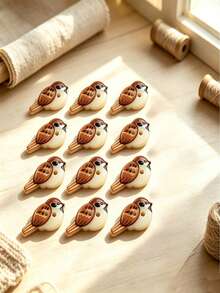 12pcs Handmade DIY Bird Shaped Buttons With 2 Eyes, Plastic Material, Suitable For Clothing, Hats, Bags, Multi-Color Bird Shaped Handmade Buttons For Sewing, Scrapbooking, DIY Clothing Decoration - A - View 8