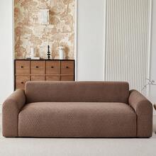 1pc Brown Leaf Pattern Fleece Stretch Sofa Cover, Nordic Modern Style Polyester Fiber Dust-Proof Non-Slip Thickened Sofa Protector, Suitable For 1/2/3/4 Seater Sofa, All Season Sofa Decor - Coffee Brown - View 16