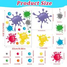 4 buah Stiker Dinding Kreatif Motif Tetesan Tinta Cat, Pola Noda Tinta Percikan Cat Aneka Warna, Dapat Disusun dan Dikombinasikan Secara Bebas, Gaya Artistik, Cocok untuk Kamar Anak, Lingkungan Taman Kanak-kanak, Dekorasi Ruang Kelas Seni, Dinding Latar Belakang Ruang Bermain, dll. - Stiker dinding titik tinta warna-warni - View 10