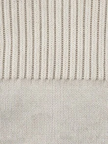 Women's Fall Winter Oatmeal Ribbed Chest Panel Crew Neck Long Sleeve Knit Sweater, Drop Shoulder Oversized Slouchy Casual Office Daily Commute Wear - Oatmeal Color - View 8