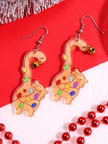 1 Pair Christmas Cute Exquisite Unique Funny Quirky Design Beige Cat Acrylic Ear Dangle Earrings Women Holiday Party Jewelry - Multicolor - View 1