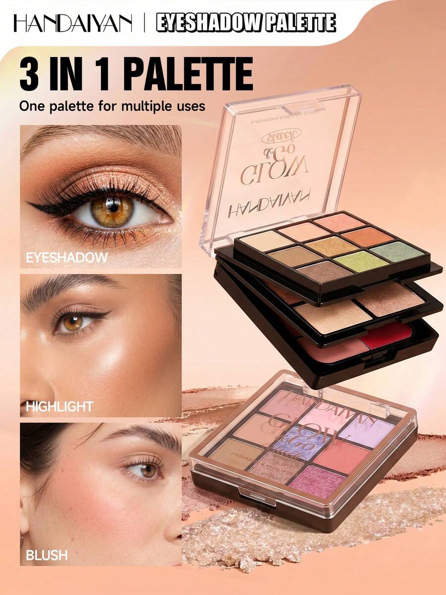 HANDAIYAN Palet Eyeshadow, Blush & Highlighter Multifungsi, Tahan Lama, Bercahaya, Riasan Multi-Efek, Palet Smoky Eye & Kontur Sehari-hari, Penting untuk Perjalanan Liburan, Wajib Dimiliki untuk Hari Valentine & Festival Musik, Sempurna untuk Musim Dingin