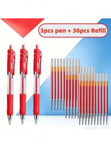 Set Pulpen Gel Klasik Premium 33 Pcs, Desain Eksklusif Retractable, Isi Ulang Ballpoint Bullet Kapasitas Tinggi Full Barrel 0,5 mm dengan Grip Anti Selip - MultiWarna - View 10
