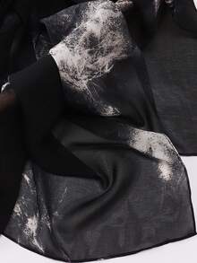 1件 春夏休閒印花百搭端莊極簡風柔軟透氣雪紡穆斯林頭巾圍巾 - 黑白極光 - 查看 2