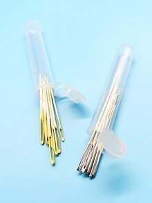 9pcs Large Eye Tip Tapestry Needle Set, Multi-Size Needles With Transparent Storage Tube, Gold And Silver Colors, Easy Threading Sewing Supplies, Clothing Repair, Embroidery, Cross Stitch, Fabric DIY - Large Eye  Needle - View 1