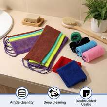 Frosted Bath Towel, Dual-Sided Design For Gentle/Coarse Exfoliation, Effective Body Scrubbing, Shower Back Brush, Premium Mesh Material, Convenient Tie Design, Loofah Bath Towel, Body Sponge, Makes Skin Smooth, Suitable For Daily Use, Perfect Holiday And Christmas Gift For Family And Friends - Multicolor - View 4