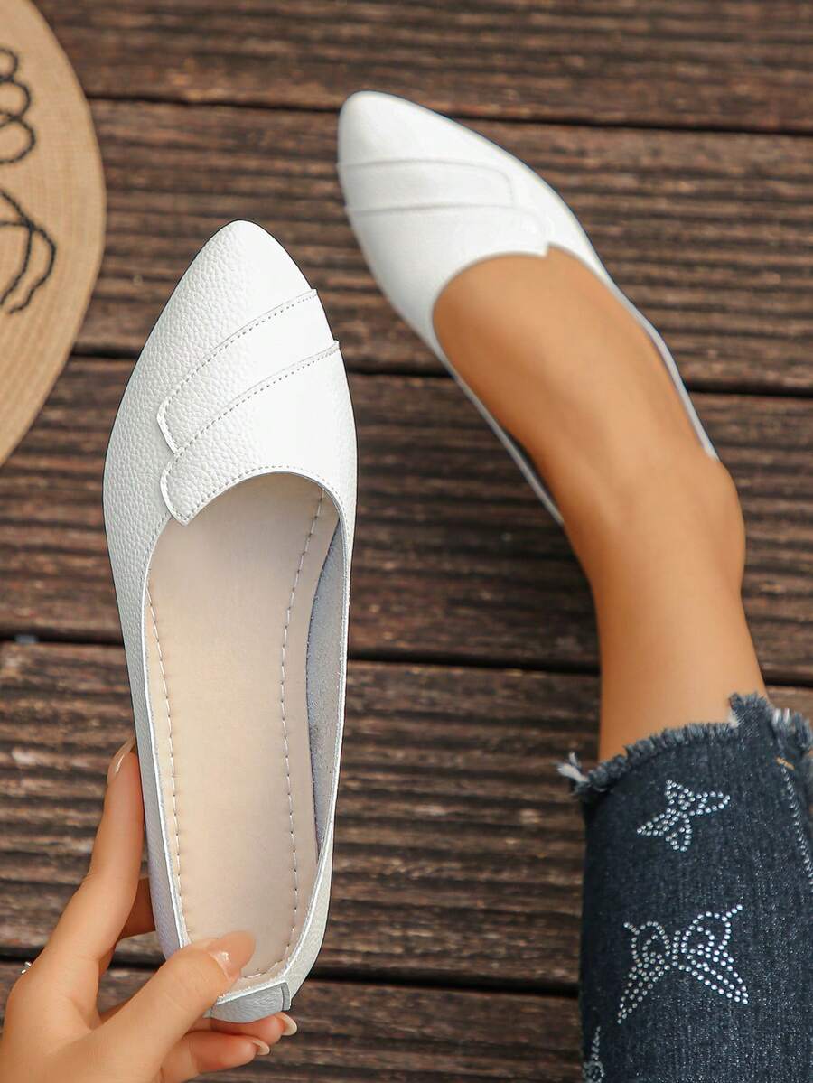 Women's Plus Size Fashion Pointed Toe Flat Shoes, Elegant Casual Office Commute Soft Sole Comfortable Slip-On Ballet Shoes, Spring Summer Autumn New