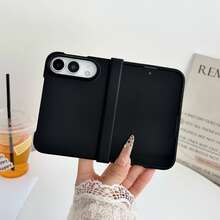 Ins Macaron Solid Color 3-In-1 Foldable Phone Case, Skin-Friendly Silicone Material, Full Coverage Anti-Drop Anti-Fingerprint Slim Bare-Phone Feel, Compatible With Iphone 18 Duo Foldable Screen Protective Cover - Black - View 3