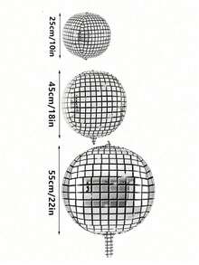5/10/20pcs Silver Disco Ball Balloons - 22/18/10 Inch, 4D Disco Ball Balloons, Suitable For Disco Party Decorations | 70s Party Decorations, Disco Decorations | Mamma Mia Party - Multicolor - View 20