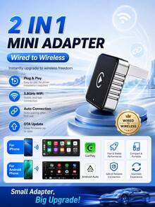 XUDA 2-In-1 Wireless CarPlay & Android Auto Adapter – USB-C, Supports Wireless Connection; Compatible With IOS 10+ And Android 11+, Enhances In-Car Entertainment Experience – Wireless Connection, Quick Setup, Excellent Audio Output, Stable Transmission - A - View 2