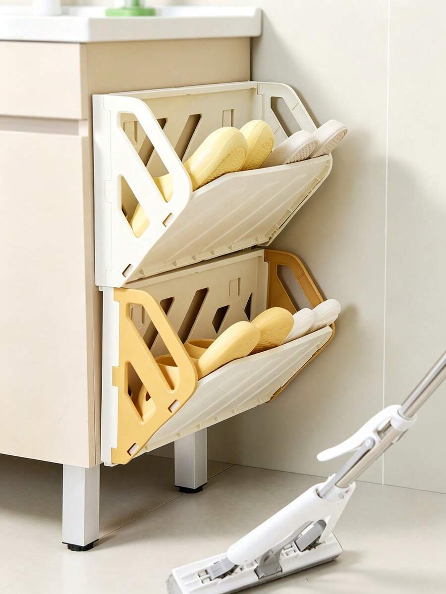 1 Colorful Wall-Mounted Shoe Storage Box, Foldable Multifunctional Storage Shelf (No-Drill), Easy To Install And Space-Saving For Entryways, Hallways, And Closets; Compact Shoe Storage Suitable For Homes, Living Rooms, And Bedrooms; Holiday Gift. - Multicolor - View 1