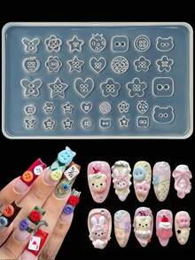3D Button Nail Art Mold Silicone Tool, Jewelry Nail Art Pendant Resin Mold, Jewelry Accessories Handmade Material - Multicolor - View 2