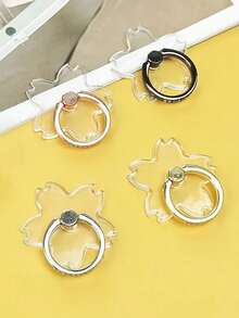 Transparent Sakura Rhinestone 360° Rotatable Phone Ring Holder, Universal Stand For Phone, Tablet & Phone Case, Gift For Family Friends - Multicolor - View 3