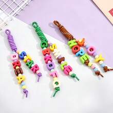 162Pcs Large Letter Beads Kit, 56 3D Bubble Alphabet Beads A-Z, 10 Colorful Paracord Straps And 100 Spacer Beads For DIY Backpack, Purse, Luggage Charms And Keychains - Multicolor - View 5