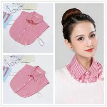 2 buah Kerah Kemeja Setengah Lepas Pasang untuk Wanita, Motif Kotak-kotak, Cocok untuk Gaun, Kemeja, dan Sweater - MultiWarna - View 11