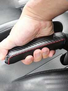 1pc Car Handbrake Cover, Non-Slip Wear-Resistant Stitched PU Leather, Car Gear Shift Lever Cover, Handbrake Handle Sleeve, Interior Accessory - A - View 10
