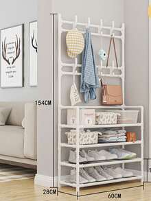 1pc 4-5 Tier Stainless Steel Shoe Rack - Space-Saving, Easy To Assemble, Durable Design For Entryway And Bedroom, Minimalist Style Freestanding Shoe Cabinet | Modern Shoe Rack | Sturdy Structure, Multi-Functional Coat Hooks, Ideal Storage Solution For Home, Living Room And Dorm Organization, Providing Ample Storage Space - Multicolor - View 11