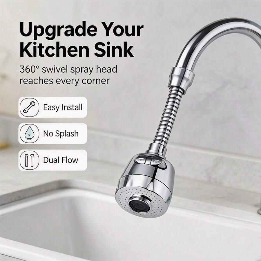 360° Rotating Faucet Extender, Durable ABS Plastic Material, 2-Mode/3-Mode Aerator, Universal Water-Saving Faucet Extension For Home Kitchen And Bathroom, Swivel Splash-Proof Connector - A - View 1