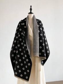1pc Elegant Floral Pattern Jacquard Faux Cashmere Warm Scarf, Cold-Proof Neck Warmer, Women's Autumn/Winter Fashion Versatile Air Conditioning Shawl Blanket, Suitable For Daily Matching And Decorative Use - Multicolor - View 8